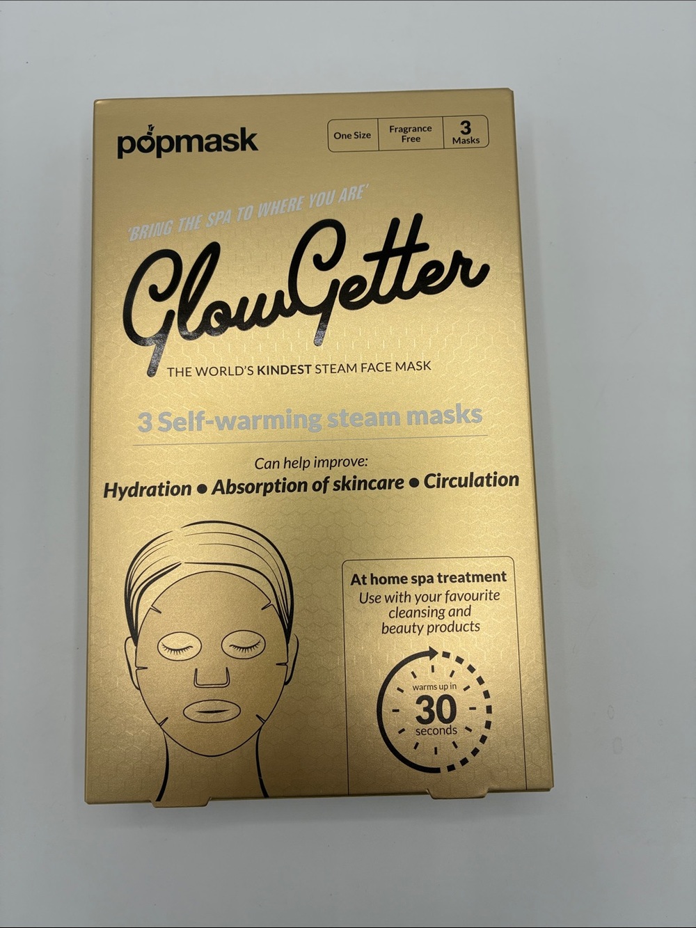 GlowGetter Self-Warming Steam Face Masks — Gold (3 Pack)